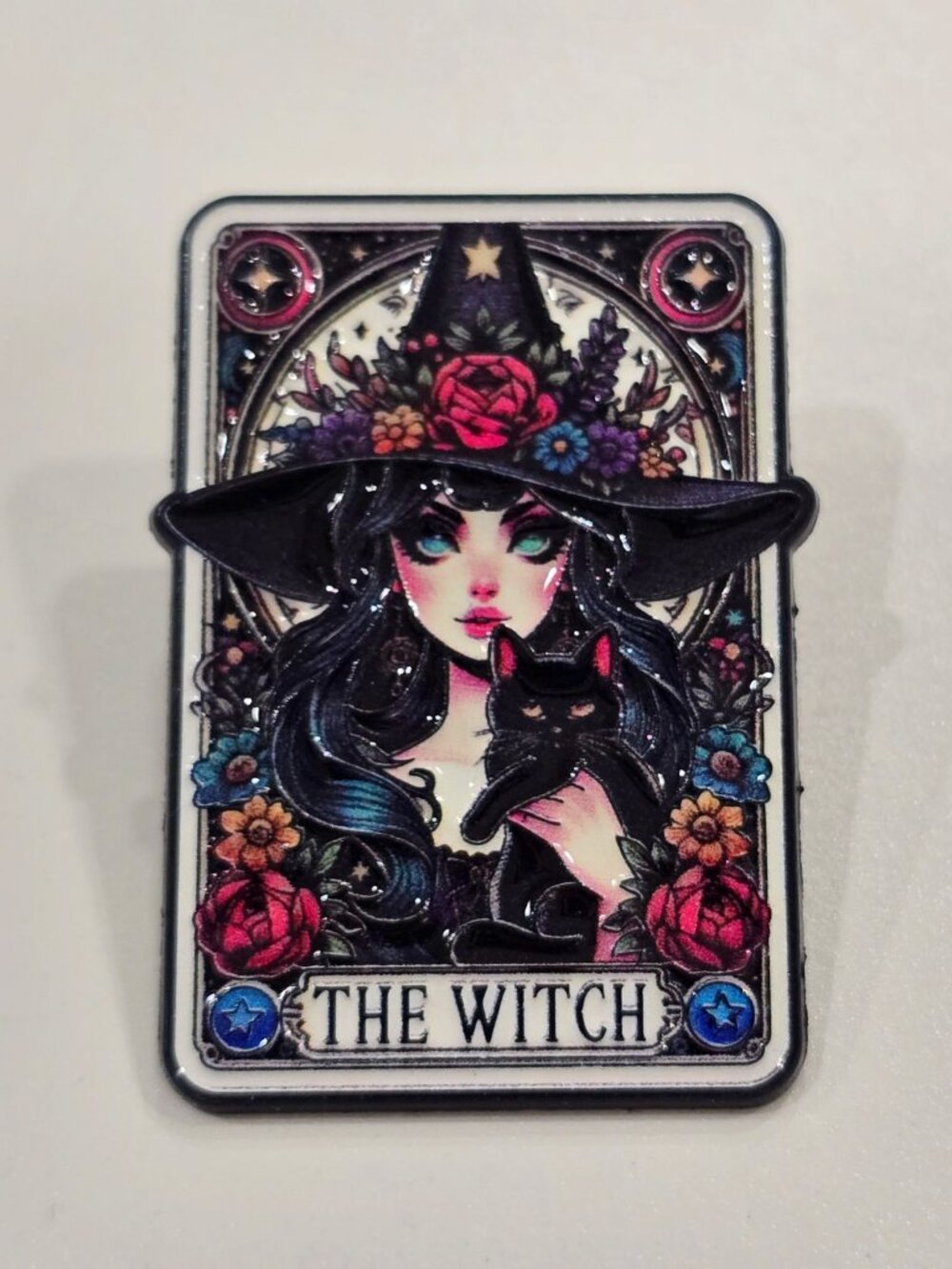 Artisan The Witch Tarot Card Enamel Pin Black Cat Gothic Whimsigoth Badge New